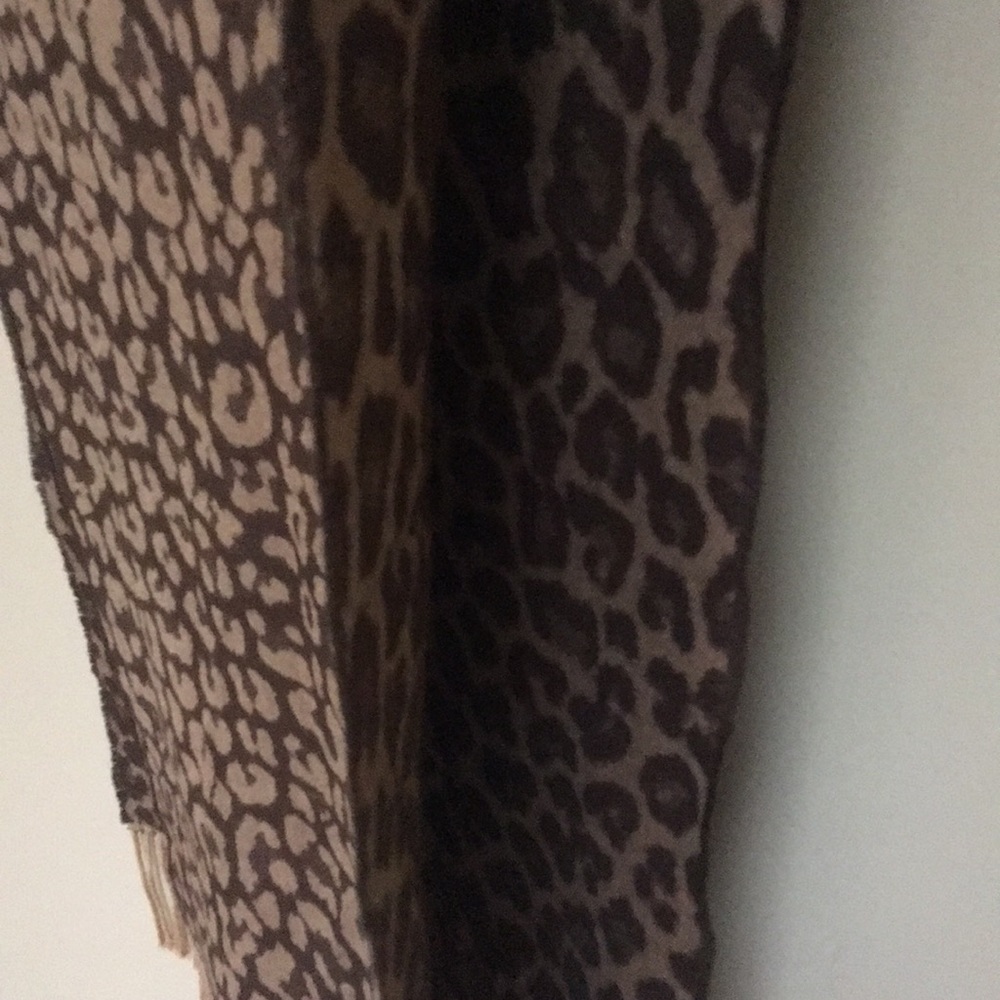 Brown and Tan Leopard Print Scarf 14”x 70” - Picture 5 of 5